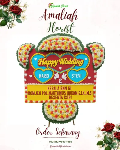 Karangan Papan Bunga Pernikahan di Ketewel